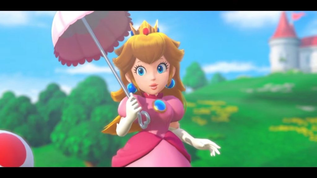 princess-peach- with an umbrella