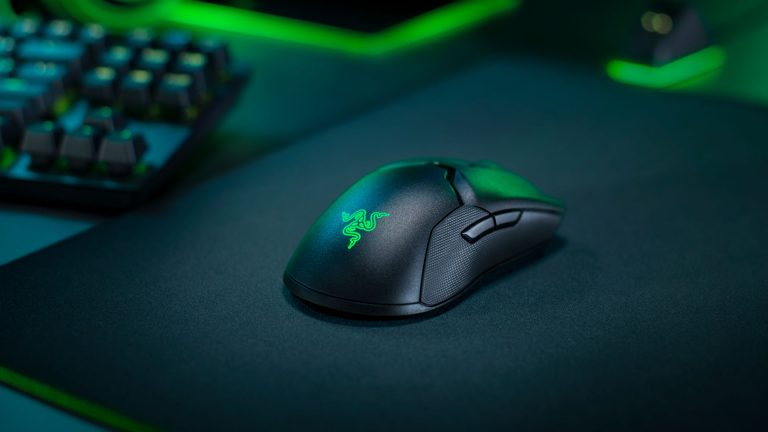 The Razer Viper Ultimate Gaming Mouse on a desk