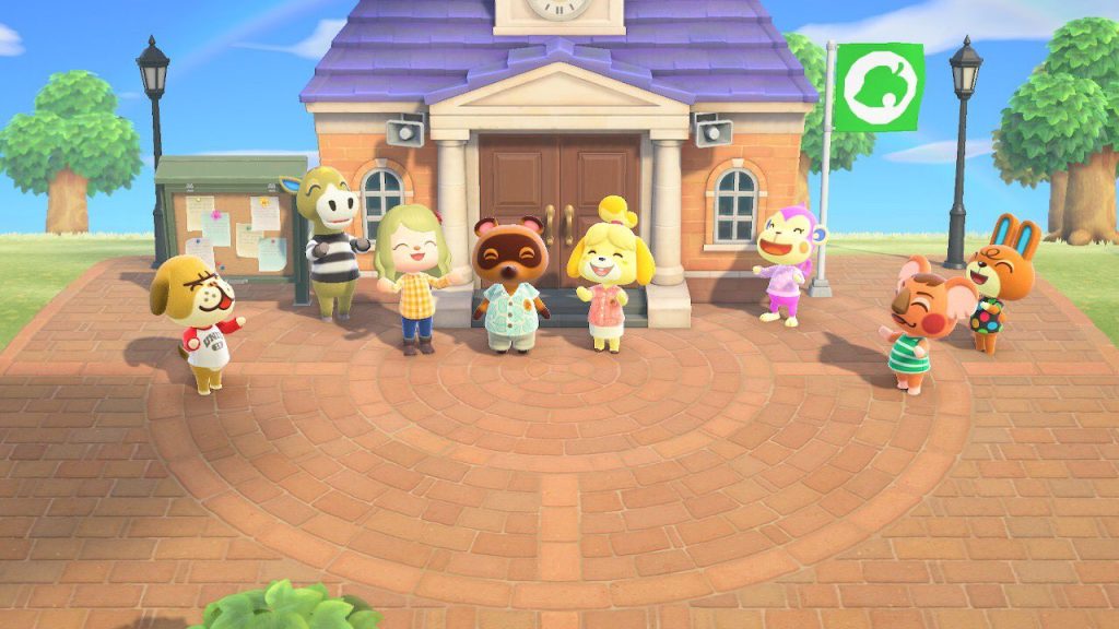 Animal Crossing characters at train station