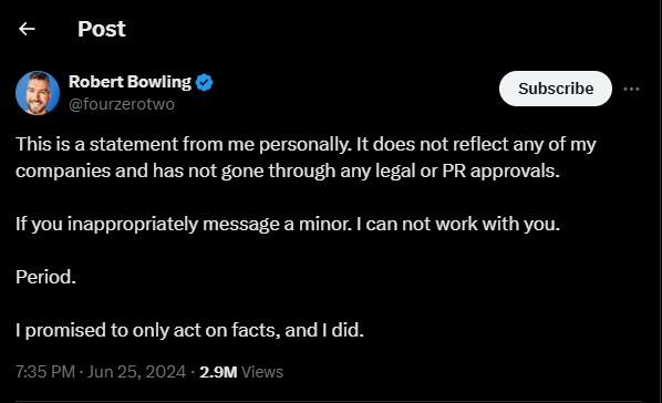 Tweet from Robert Bowling