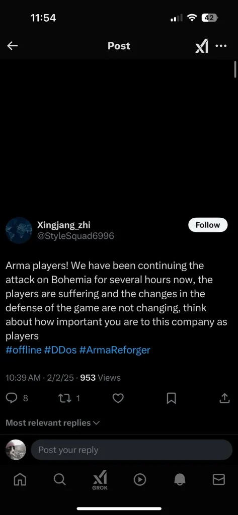 Bohemia Interactive Under Siege DDoS Attack Brings Servers Down Xiangjang_zhi tweet image