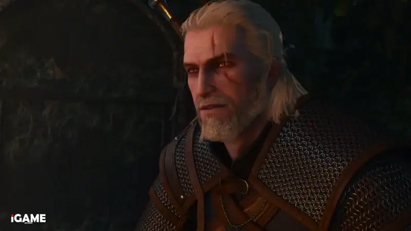 Geralt of Rivia close-up showing upgraded visuals in The Witcher 3 Remastered