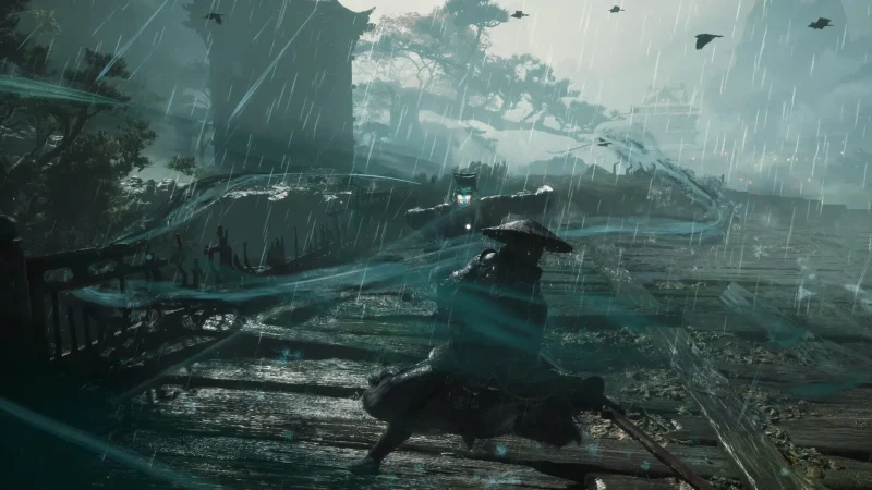 Soul runs through a stormy, rain-soaked forest in Phantom Blade Zero
