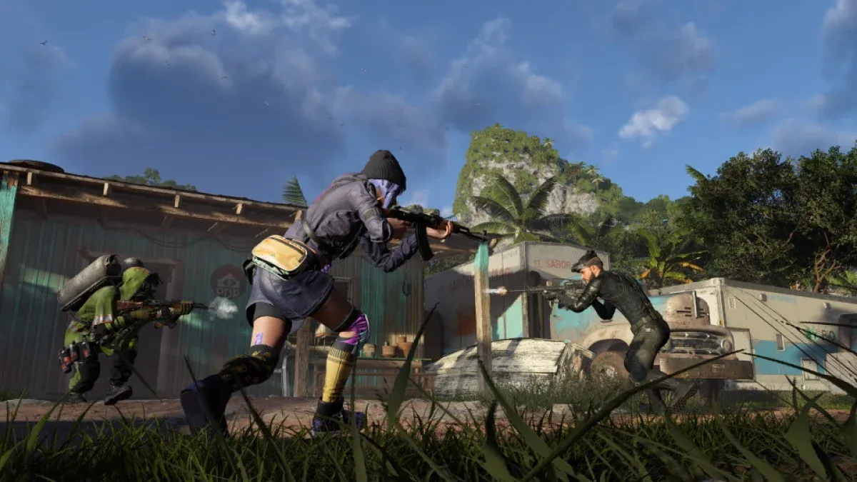 Players fight through a jungle village in XDefiant